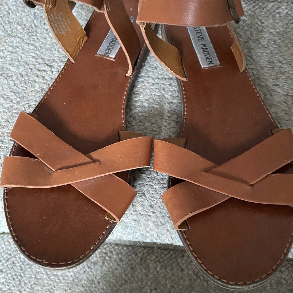 Steve Madden Dublin leather gladiator feminine Cottagecore coquette sandals 8 - Picture 5 of 11